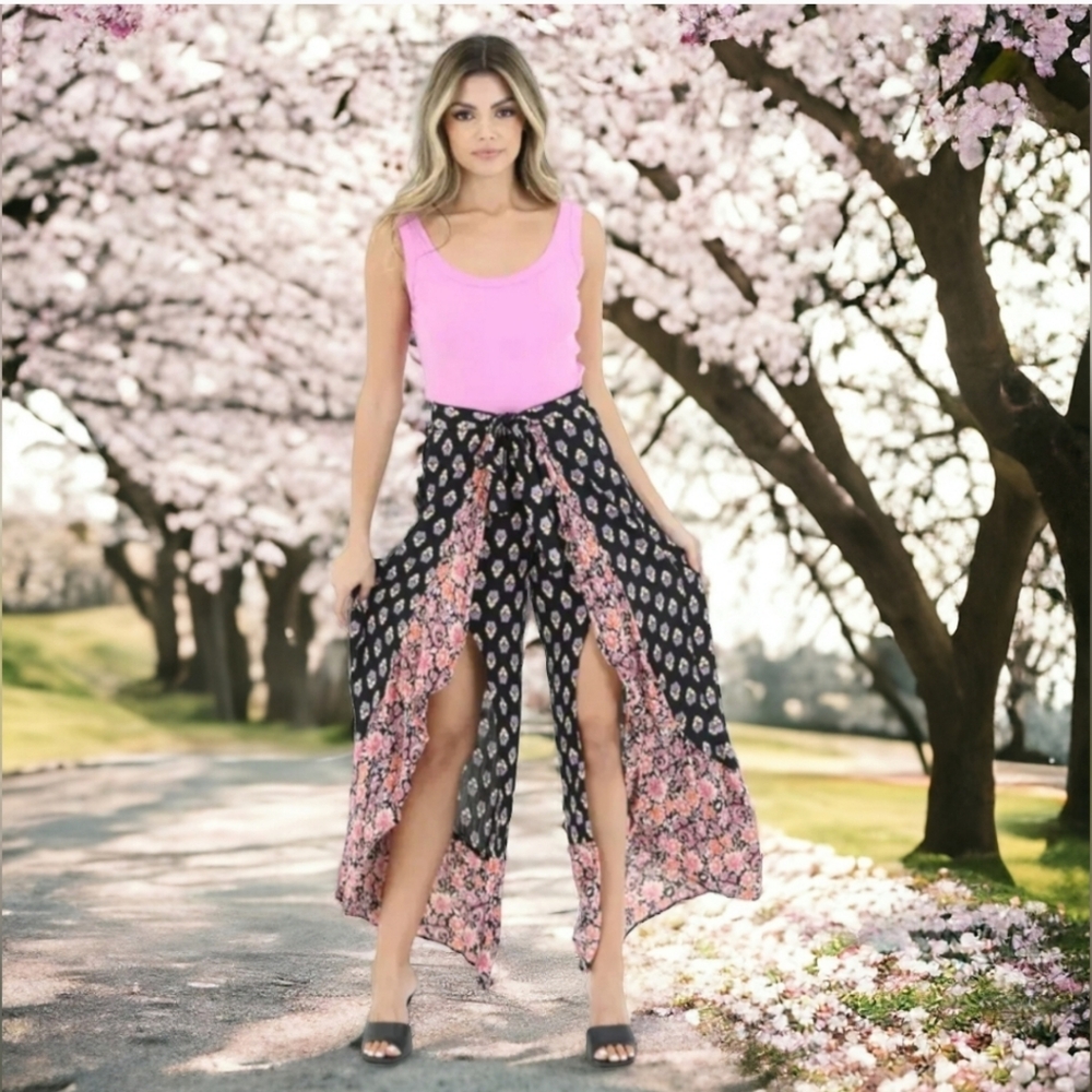🆕️ ANGIE Ruffle Floral Wrap Palazzo Pants